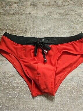 Whittall & Shon Orange Bikini Bottom with Black Waistband
